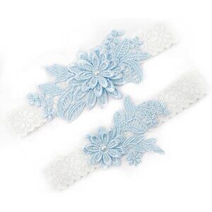 🆕Women Blue Garters Bride Wedding Garter Thigh Wedding Garter Set for Brid